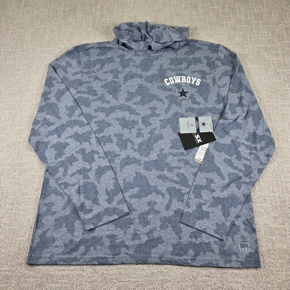 NEW MSX Michael Strahan Dallas Cowboys Mens XL Blue Camo Hoodie Performance NFL